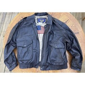 Landing Leathers Men Air Force A-2 Leather Flight Bomber Jacket - Size XL